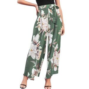 Women's Boho High Waist Wide Leg Pants Floral Print Summer Beach Pants